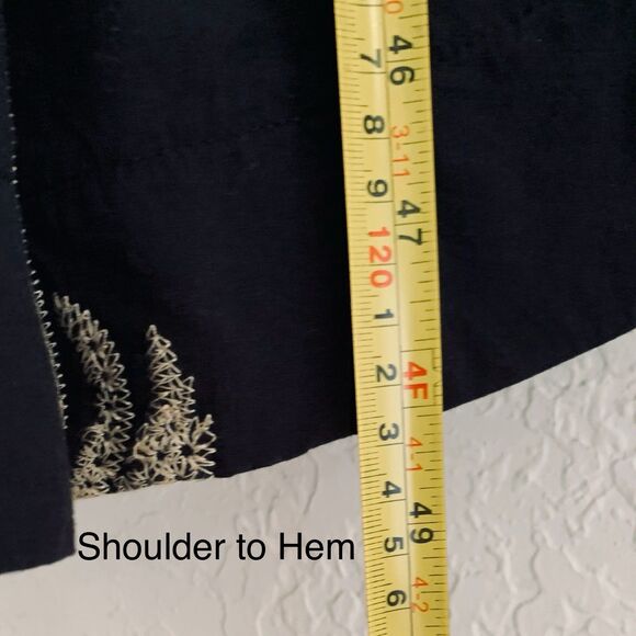 Umgee Dress Palm Tree Embroidered S Black Puff Sleeve Smocked Boho Resortwear - Picture 9 of 10